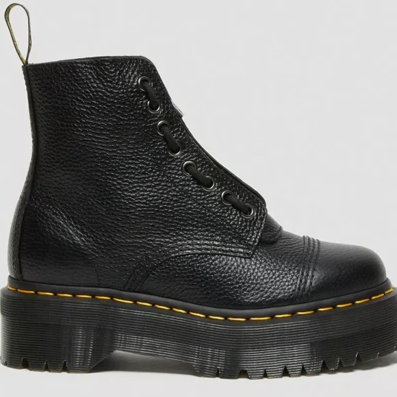 Dr. Marten Milled Nappa Leather Platform Boots - Picture 3 of 6